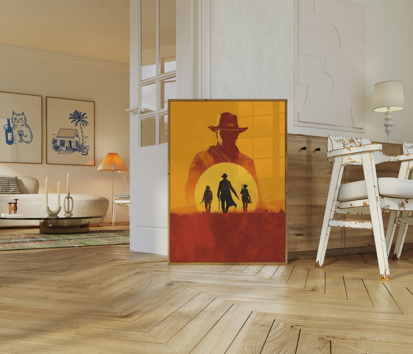 Wild West Sunset Silhouettes Poster