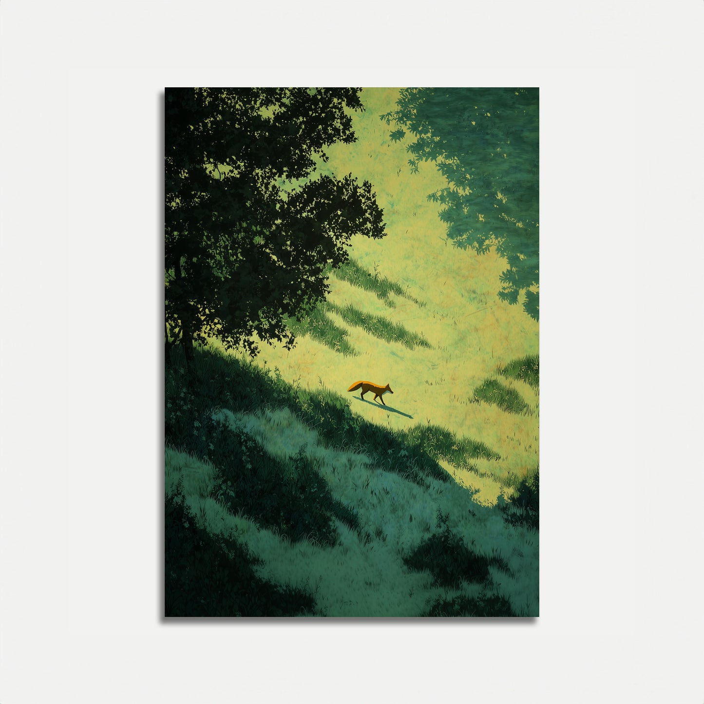 Fox Running Through Meadow Poster