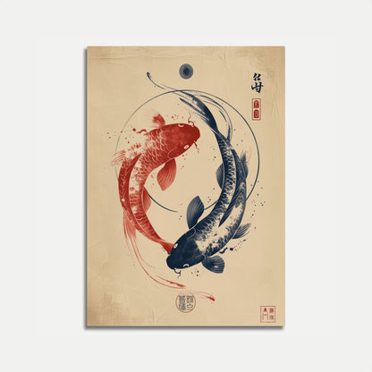 Harmonie von Yin und Yang Koi Poster