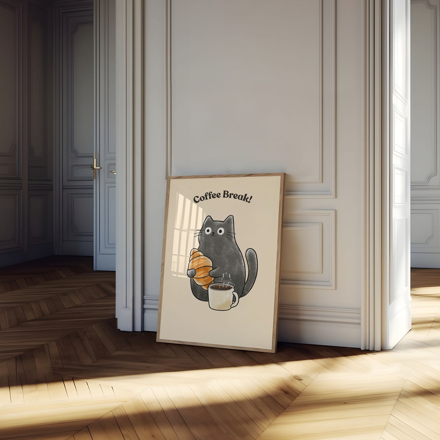 Cute Cat Coffee Break Poster