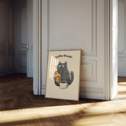Cute Cat Coffee Break Poster