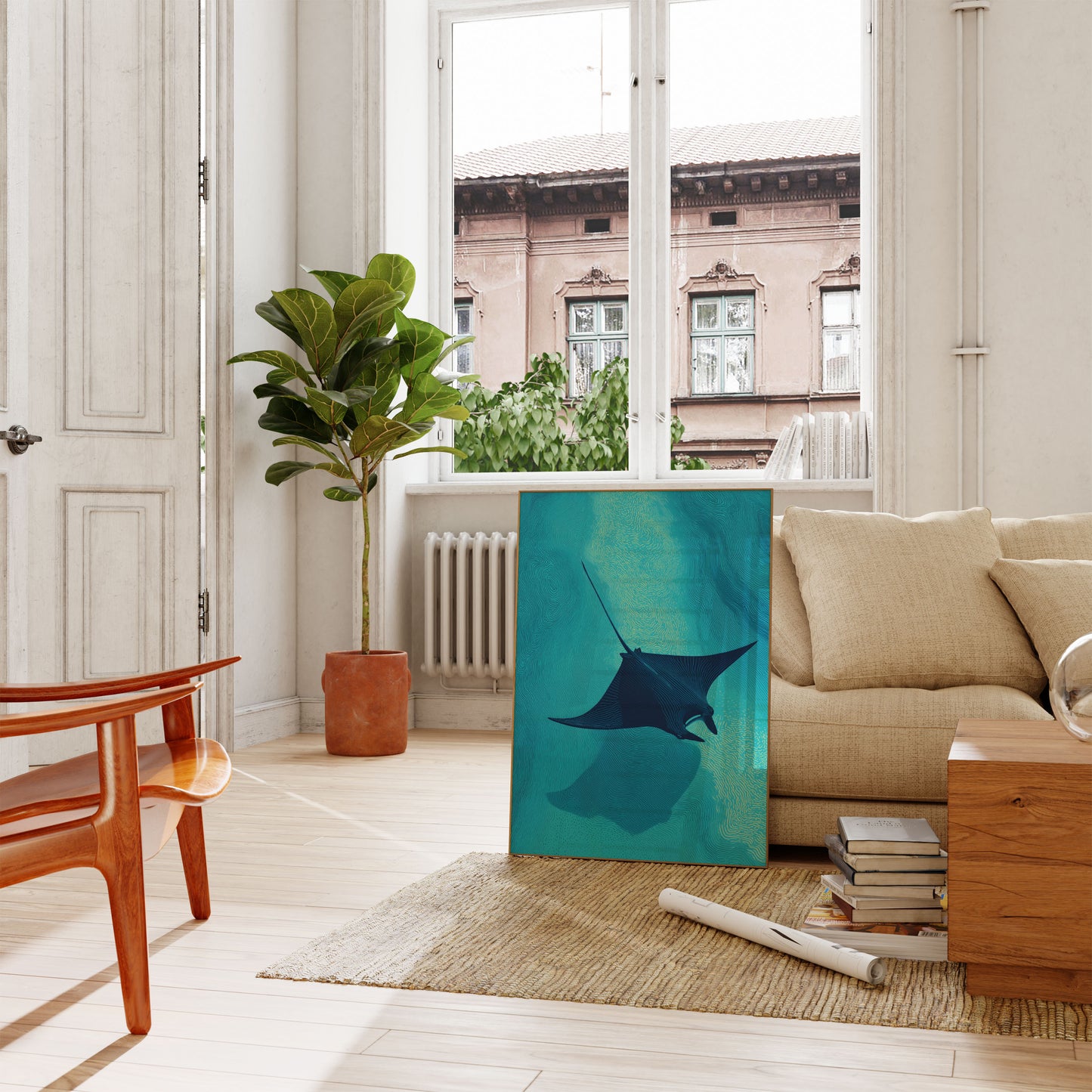 Mantaray Glidande Genom Oceanen Affisch
