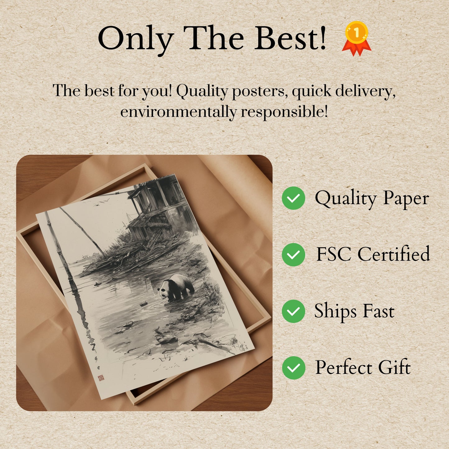 Panda by the Riverside Poster