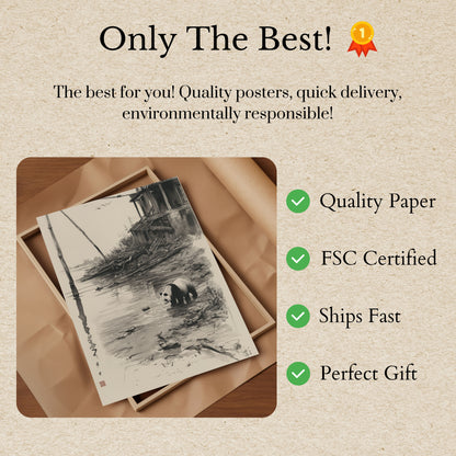 Panda by the Riverside Poster