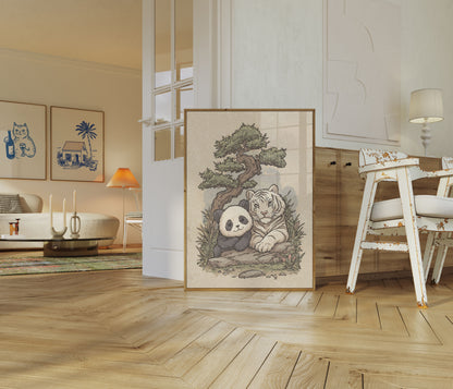 Panda and Tiger Friends Poster