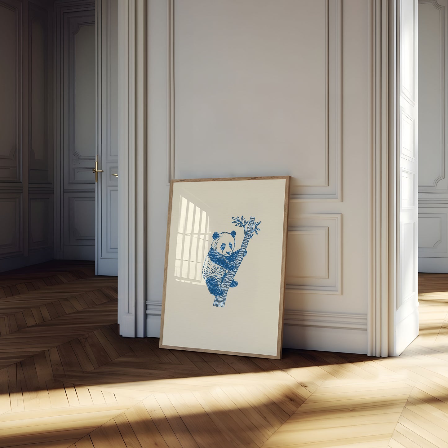 Blue Panda Tree Climb Poster