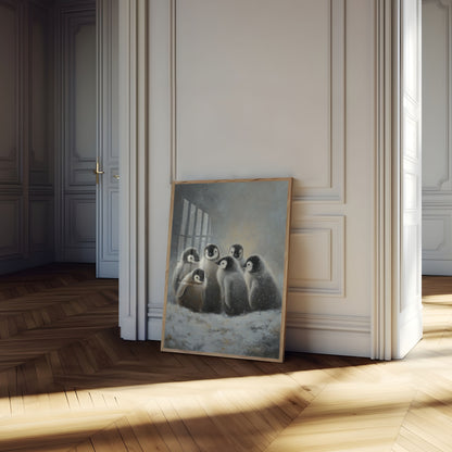 Affiche Poussins Manchot Empereur dans la Neige