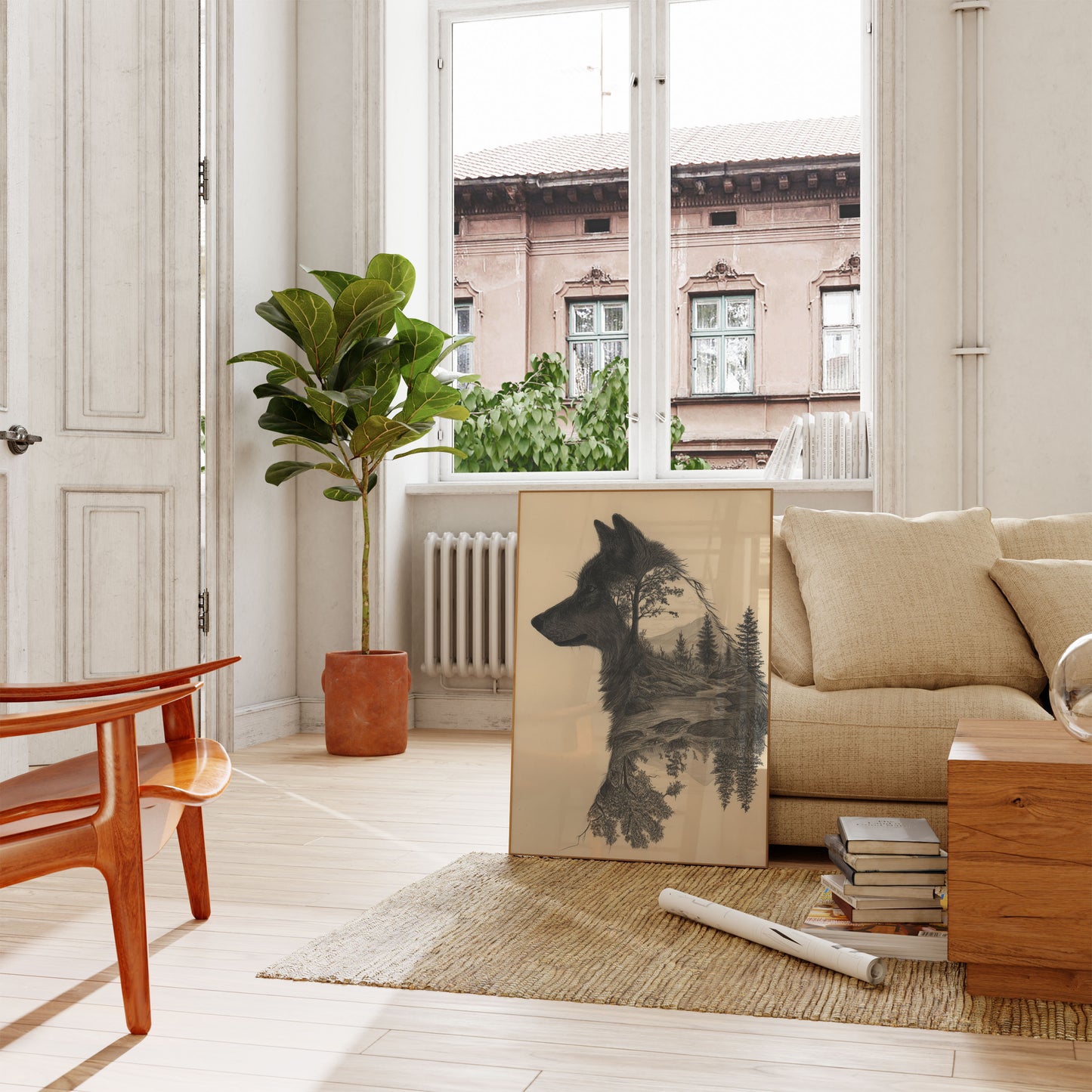 Forest Spirit Wolf Landscape Poster