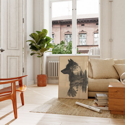 Forest Spirit Wolf Landscape Poster