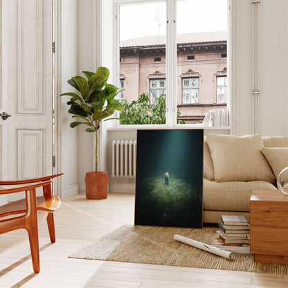 Affiche Homme Solitaire dans un Champ de Fleurs Sauvages