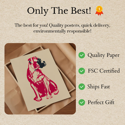 Vibrant Red Dog Silhouette Poster