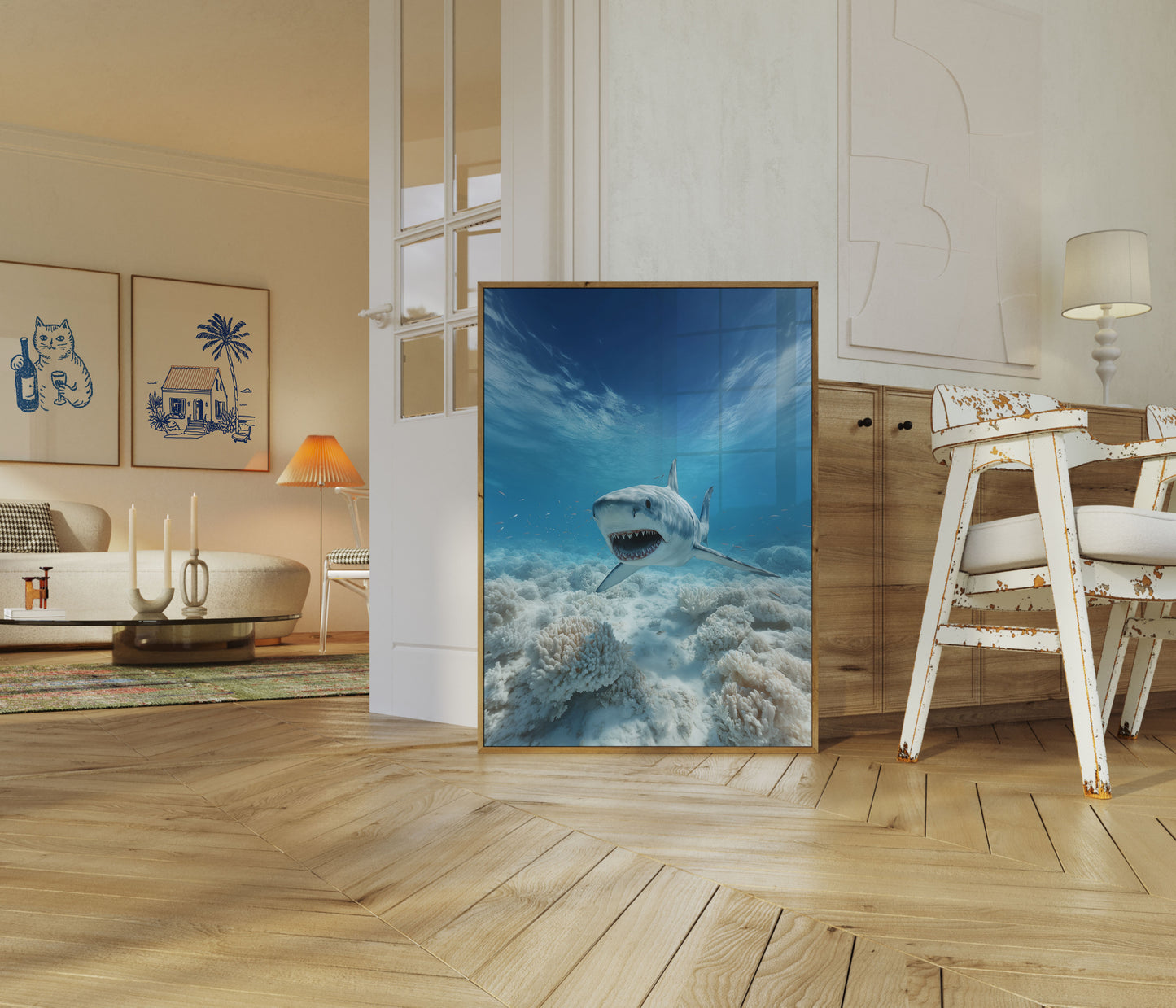 Fierce Shark Ocean Depths Poster