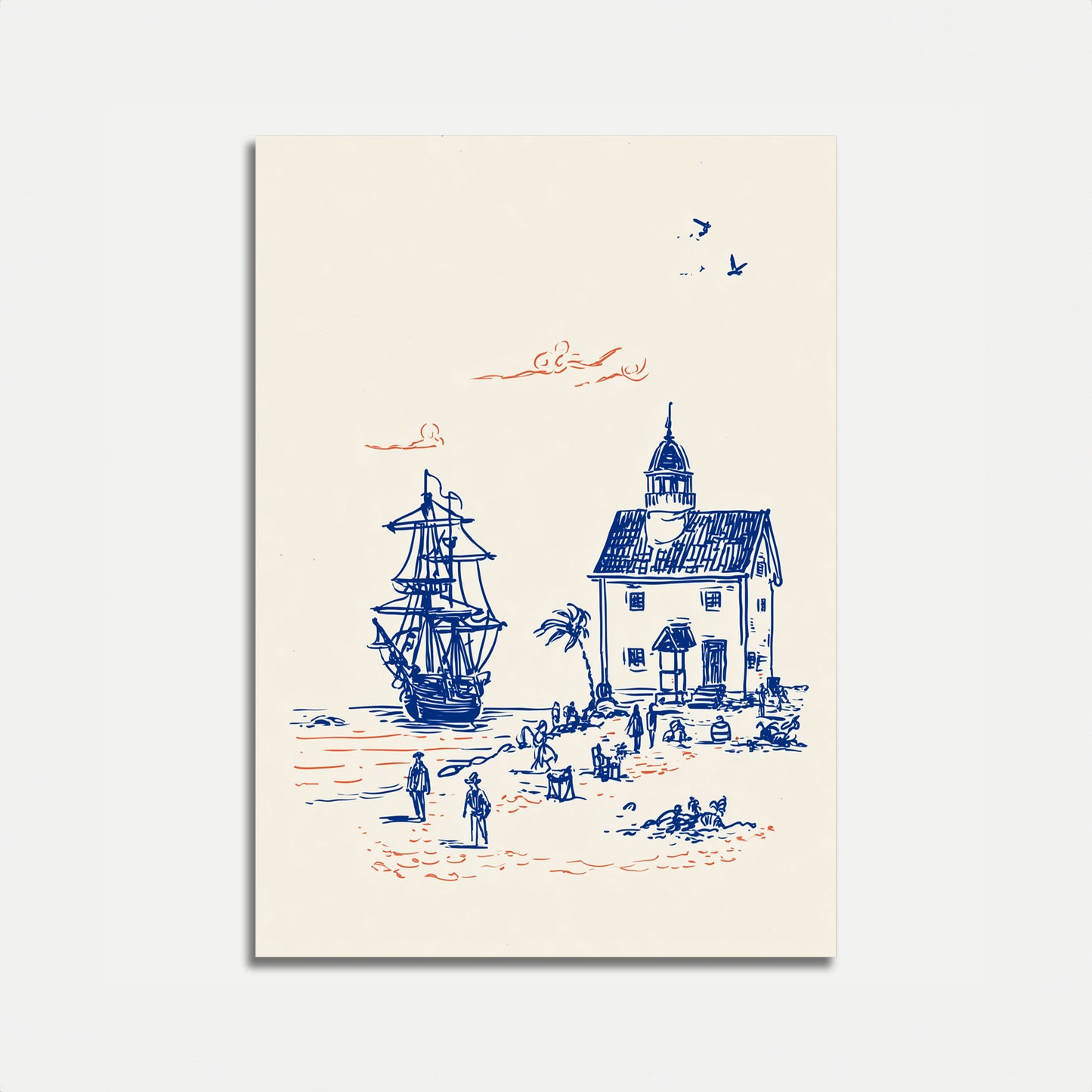 Nautical Pirate Coastal Scene Poster