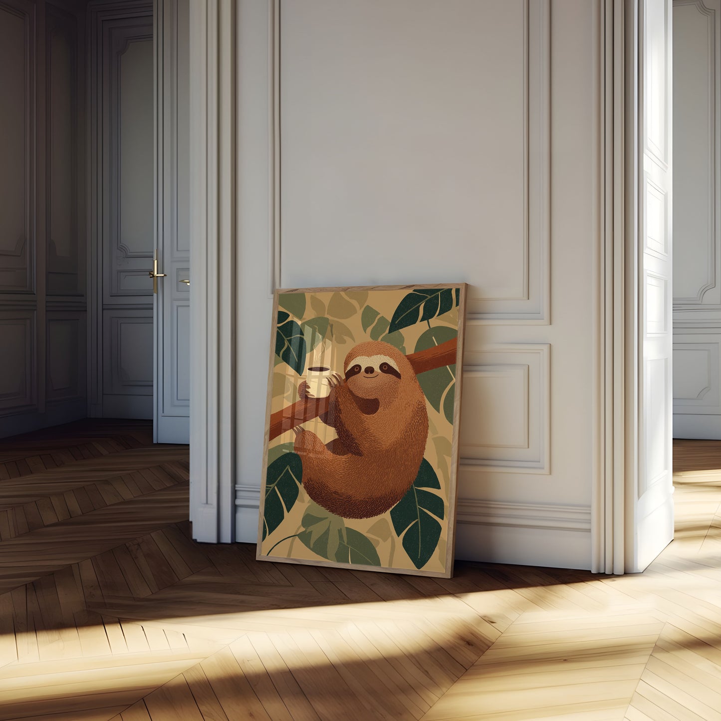 Latskap som drikker kaffe plakat