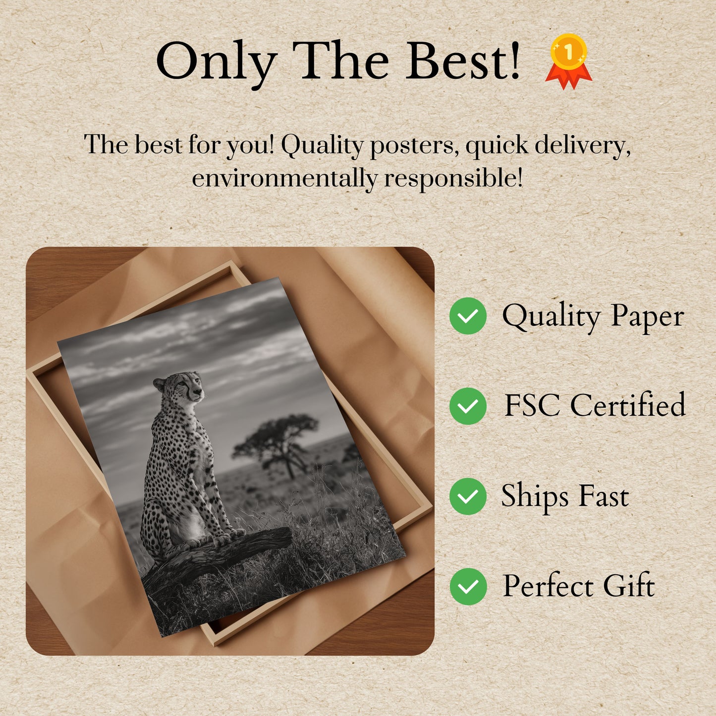 Póster de la majestuosa sabana del guepardo