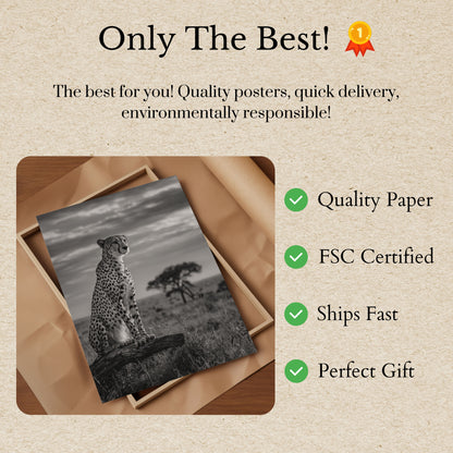 Póster de la majestuosa sabana del guepardo