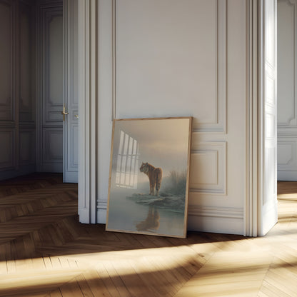 Misty Tiger Reflection Poster