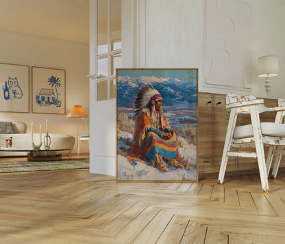 Mountain Chief Winter Scene Poster