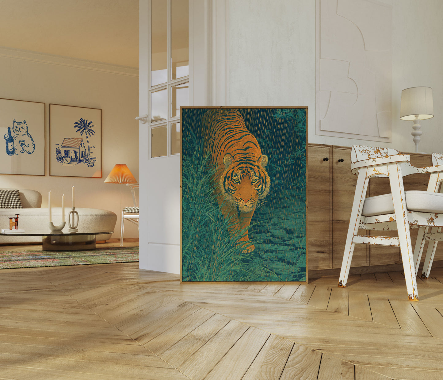 Cartel de Tigre Acechando en la Jungla