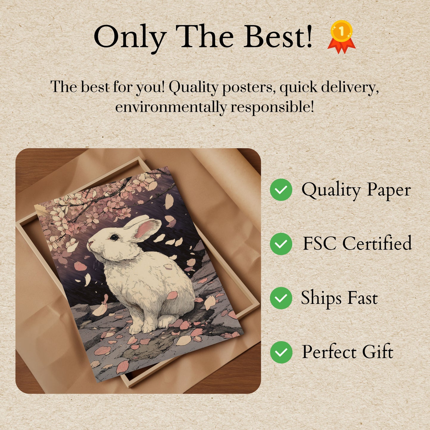 White Rabbit Blossom Garden Poster