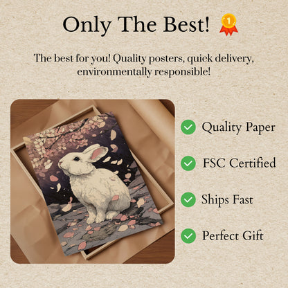 White Rabbit Blossom Garden Poster