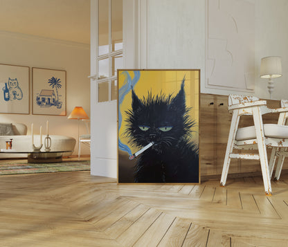 Rebellious Smoking Cat Poster