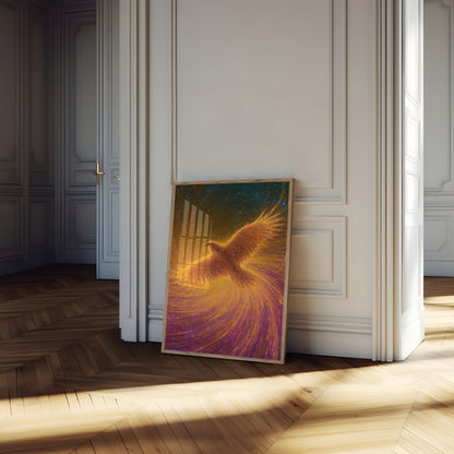 Phoenix Rising Golden Wings Poster