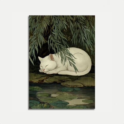 White Cat by the Pond Poster