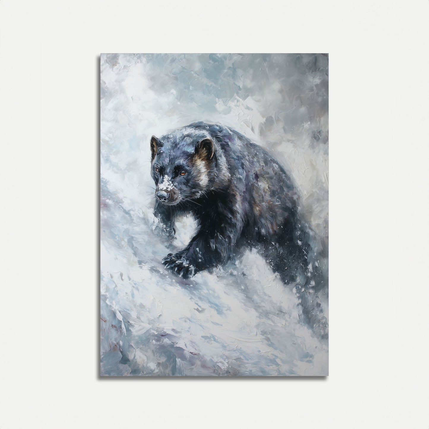 Black Bear in Winter Snow Poster