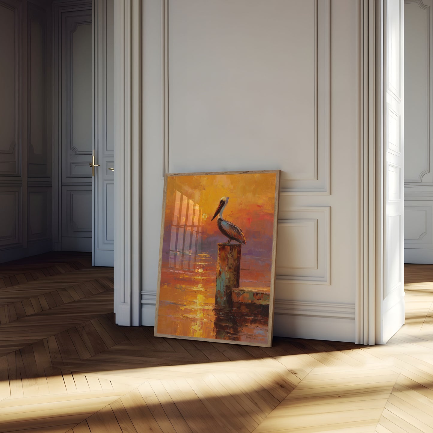 Affiche Pélican au Coucher du Soleil
