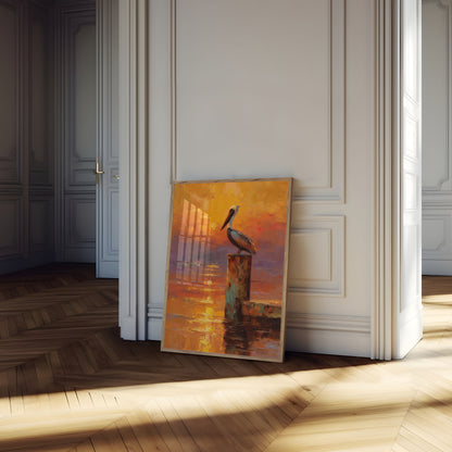 Affiche Pélican au Coucher du Soleil