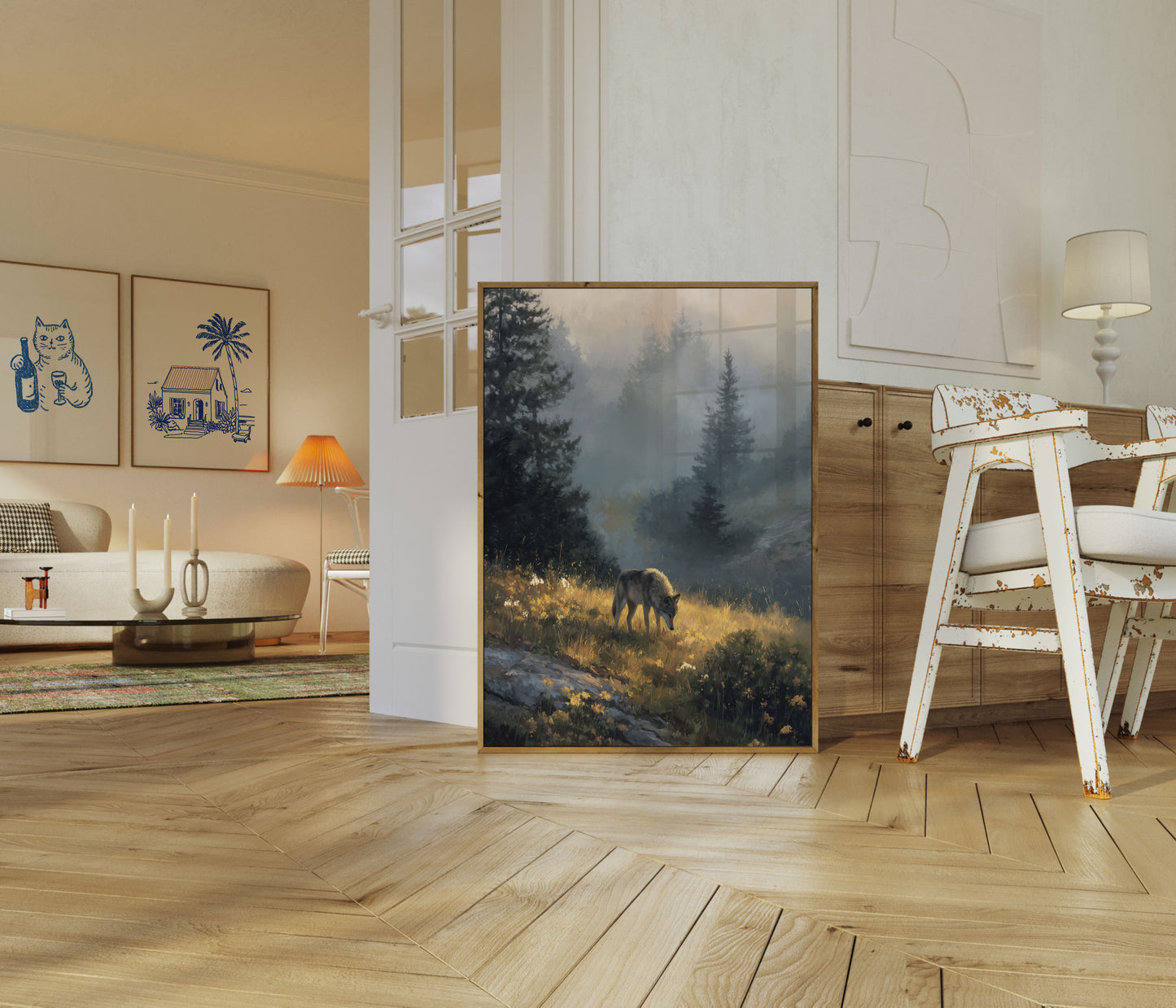 Misty Forest Wolf Wilderness Poster