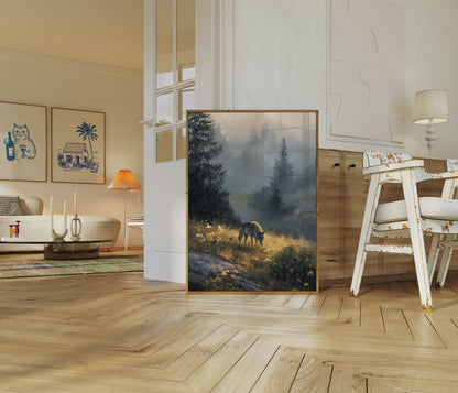 Misty Forest Wolf Wilderness Poster