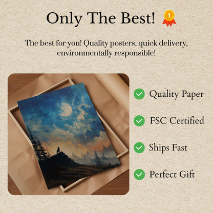 Moonlit Wolf Wilderness Poster