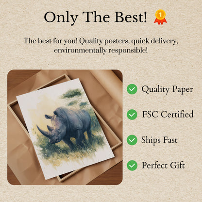 Póster de Majestuoso Rinoceronte en la Naturaleza