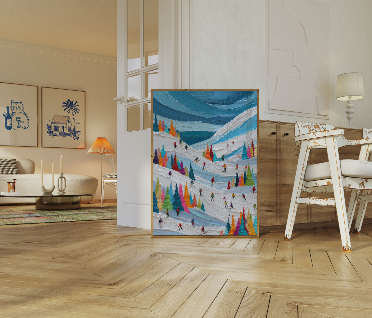 Colorful Ski Slopes Winter Poster