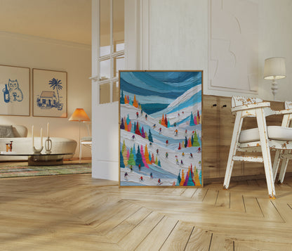 Colorful Ski Slopes Winter Poster