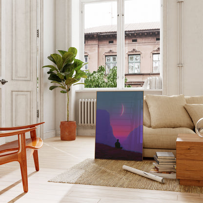 Moonlit Meditation Mountain Poster