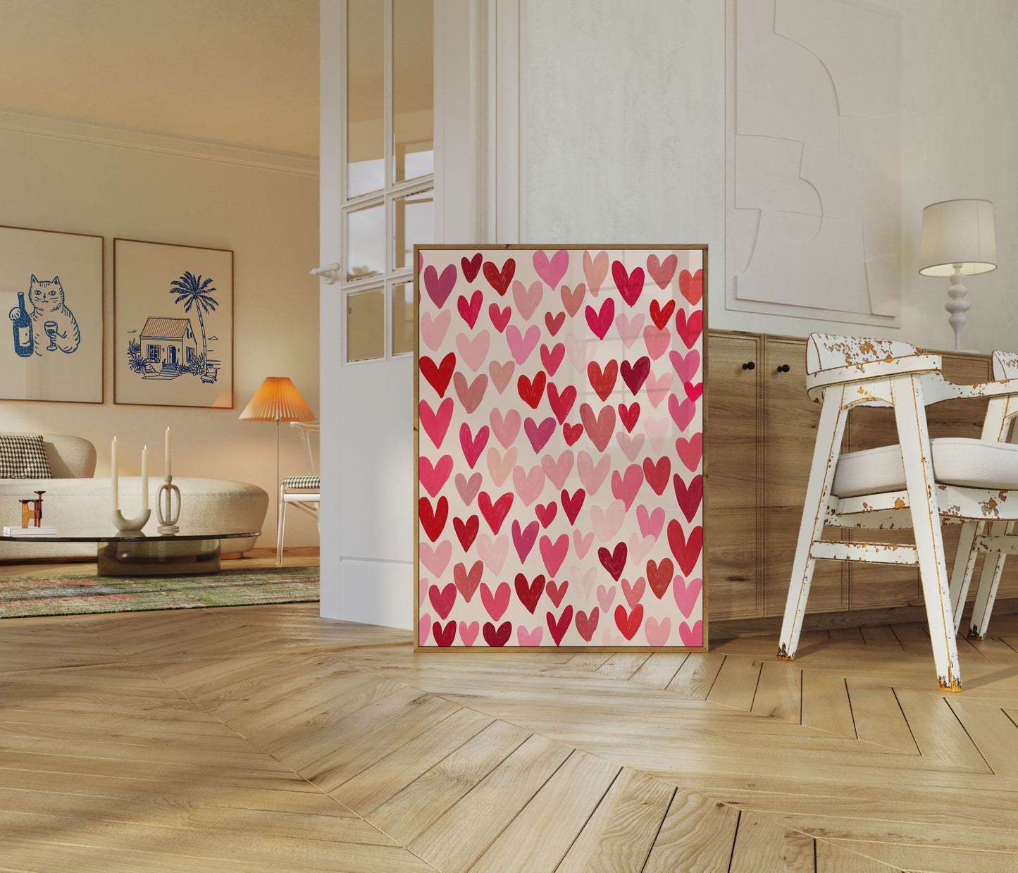 Colorful Hearts Love Poster