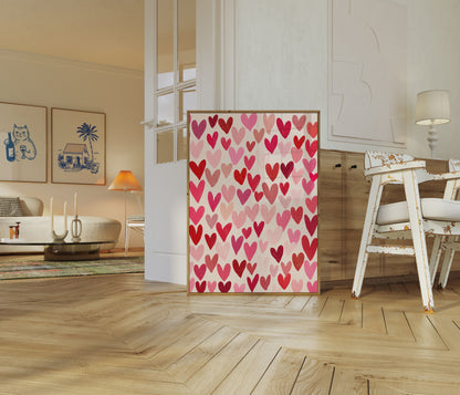 Colorful Hearts Love Poster