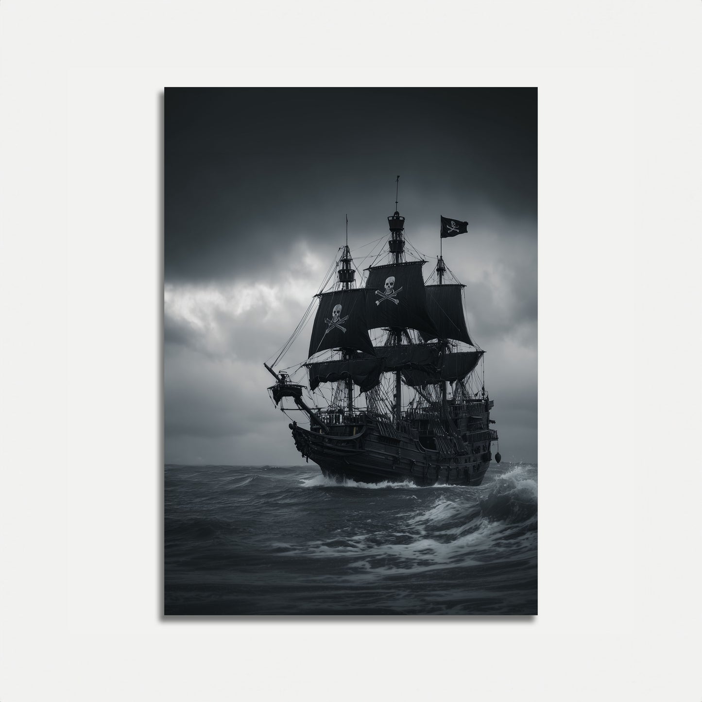 Dark Pirate Ship Sailing Poster