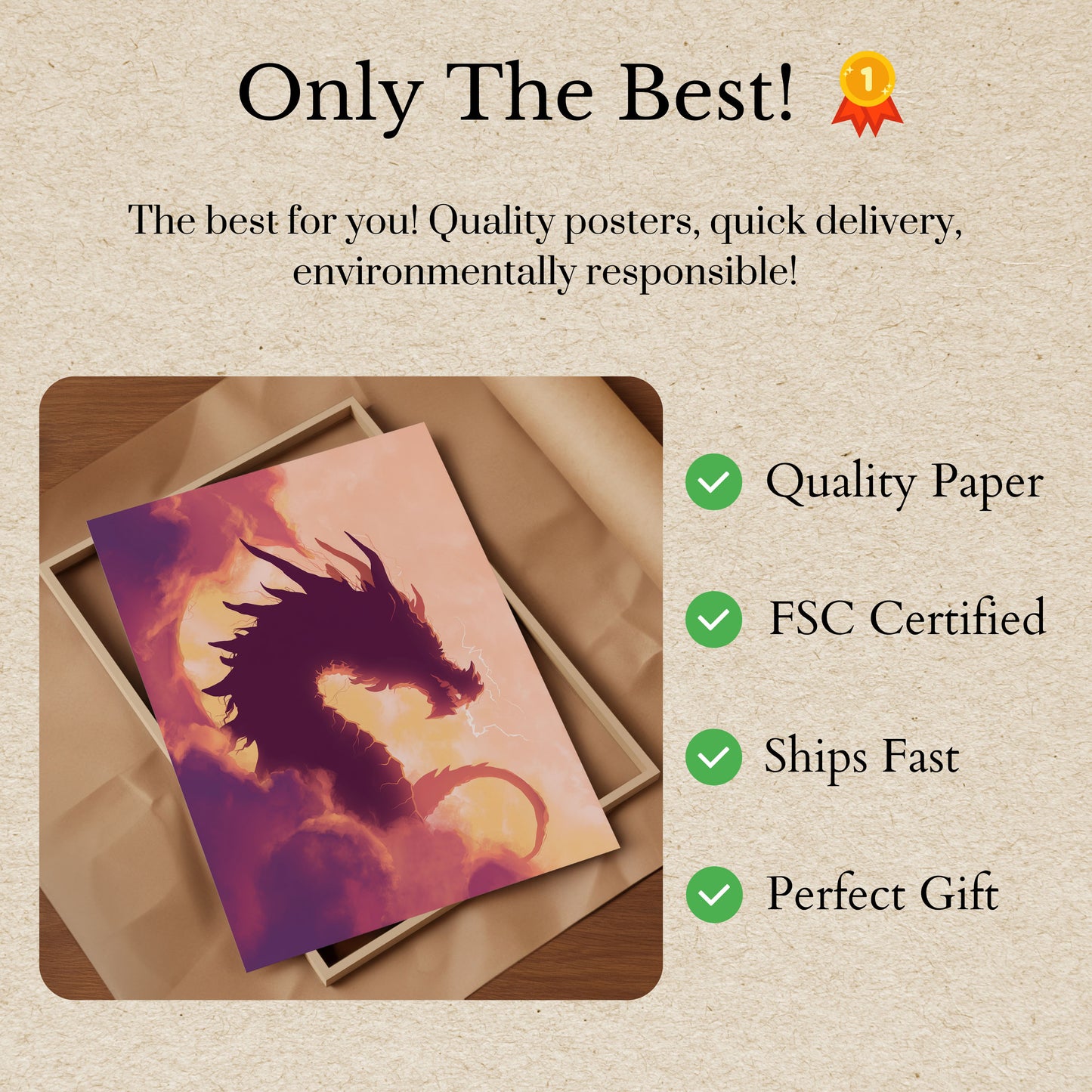 Póster de fantasía del dragón de la tormenta