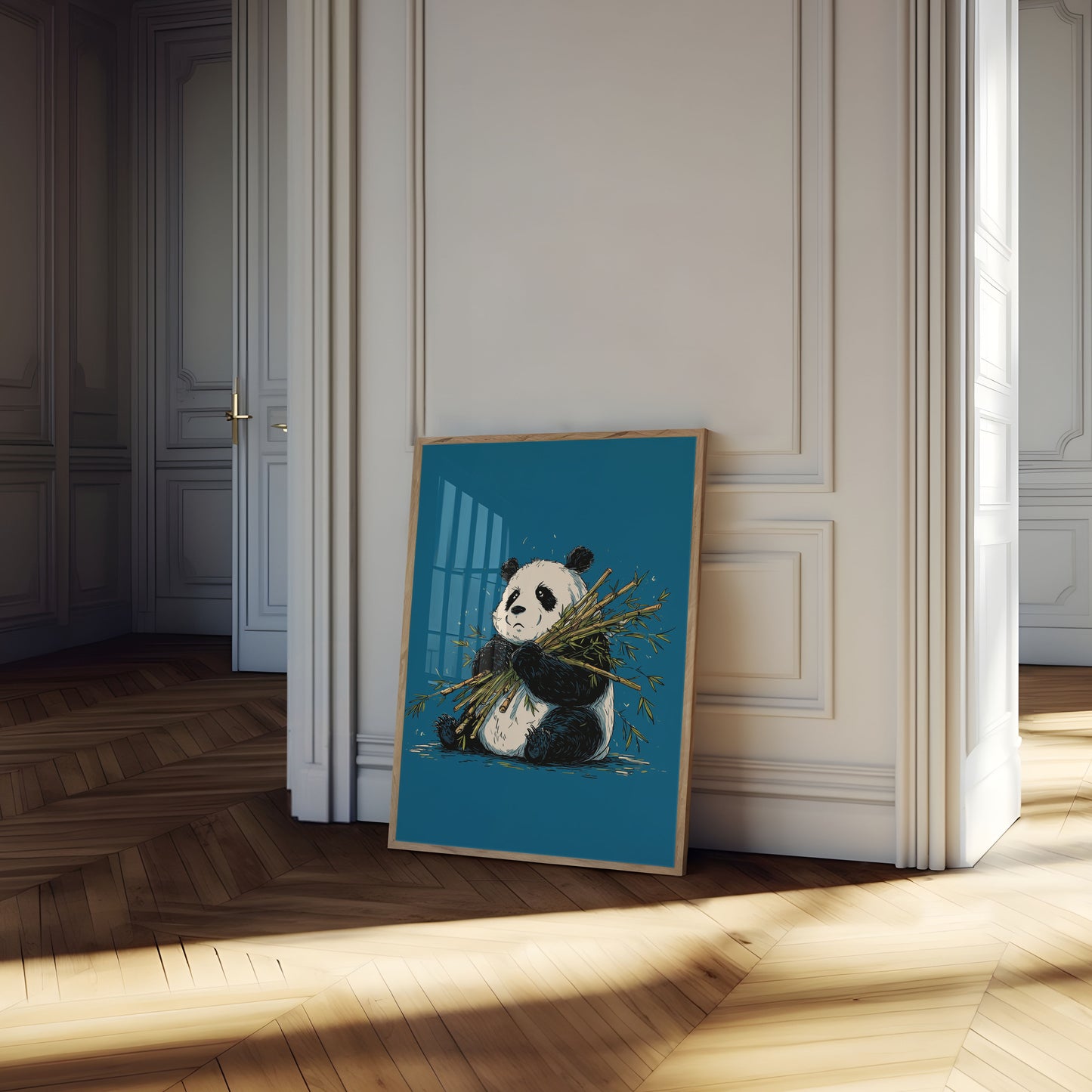 Cute Panda with Bamboo Poster
