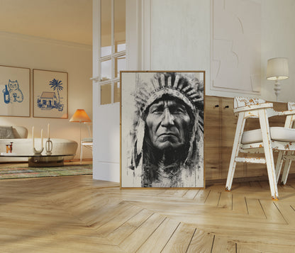 Native Elder Headdress Portrait Poster