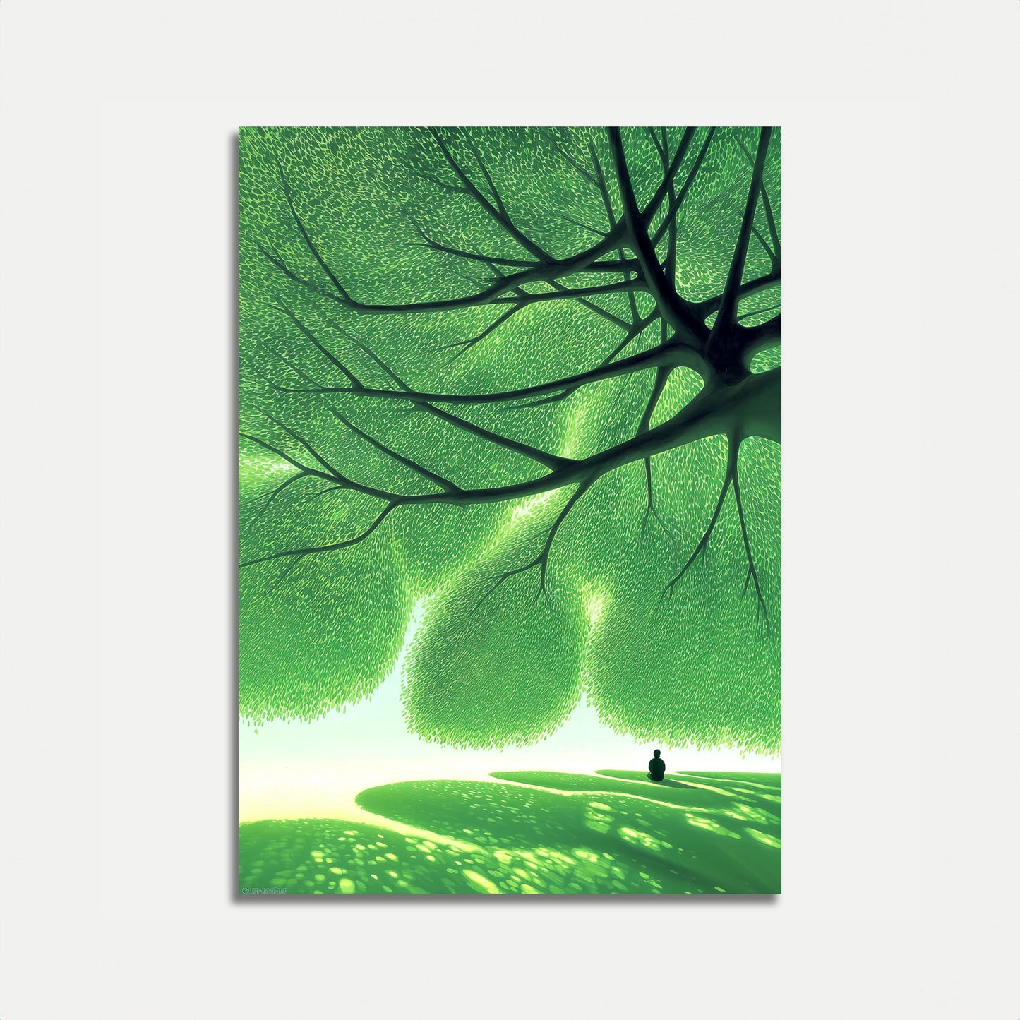 Contemplatieve Groene Boom Poster