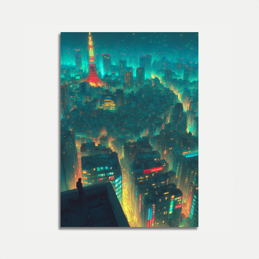 Neon Tokyo Nights Cityscape Poster