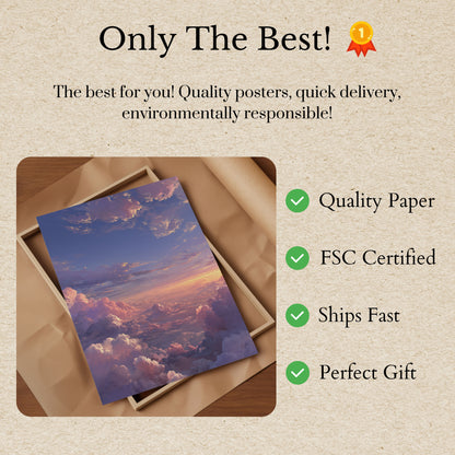 Solnedgang over skyer plakat