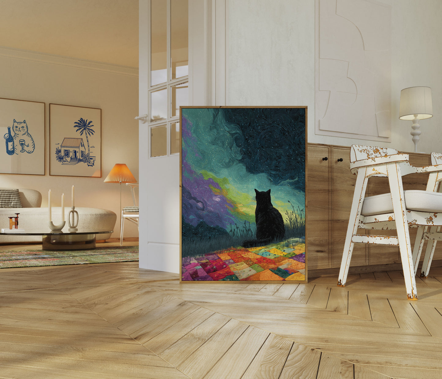 Starry Night Cat Poster