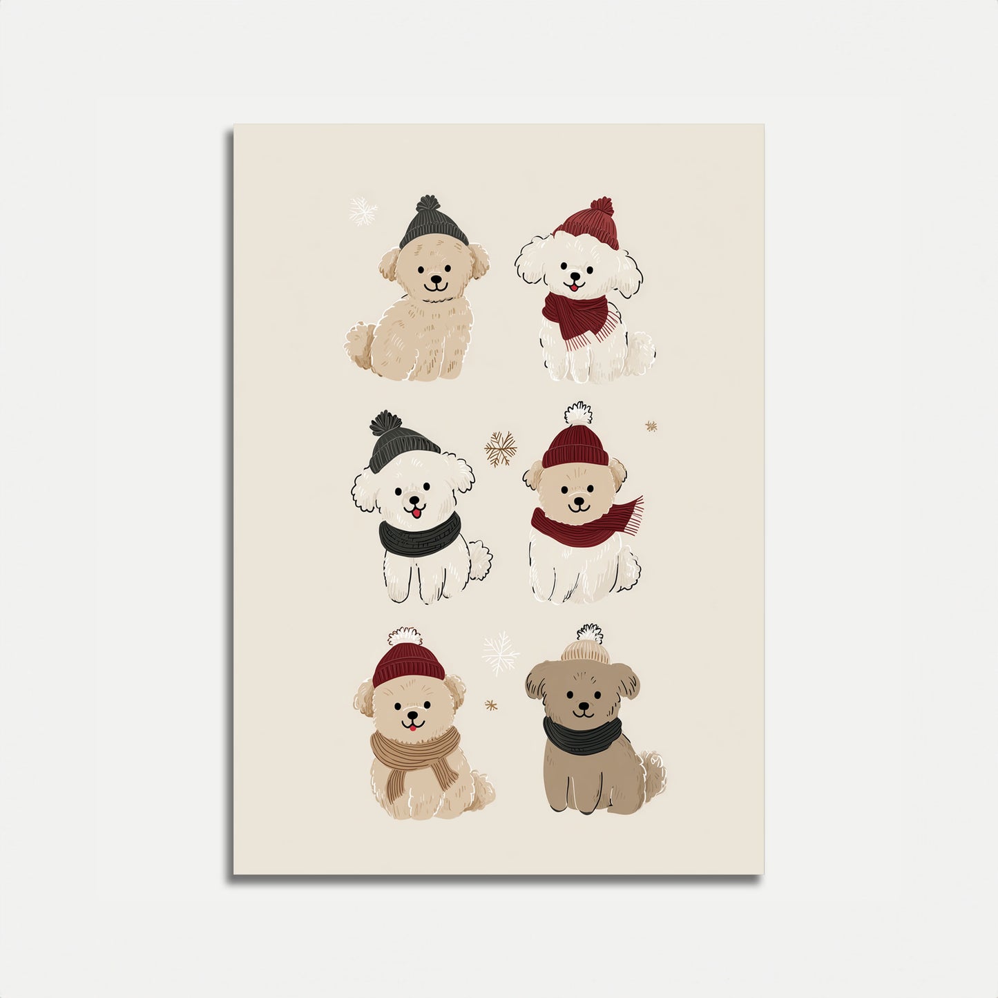 Winter Puppy Friends Poster