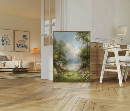 Peaceful Ducklings Spring Meadow Poster